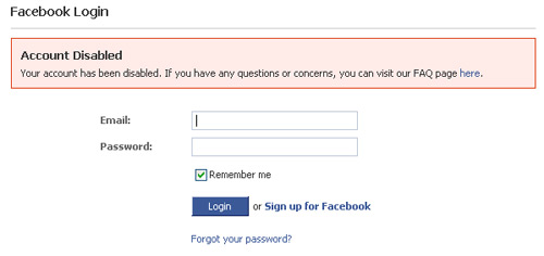facebook disabled